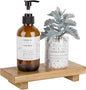 Bathroom Counter Organizer Wood Pedestal Stand Farmhouse Decorative Tray Soap Holder for Kitchen Decor, Small, Brown