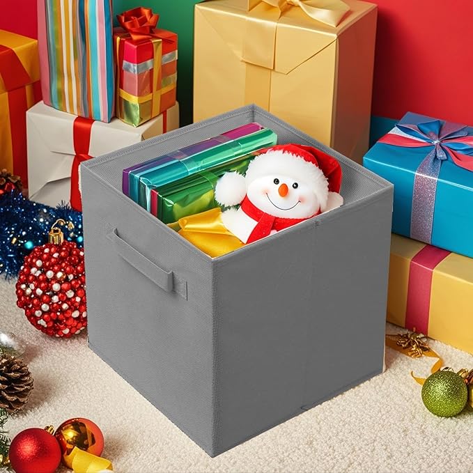 ShellKingdom Storage Bins, Foldable Fabric Storage Cubes And Cloth Storage Organizer Drawer For Closet And Toys Storage, 13 X 13 X 13 INCH, 2 Pack (Gray)