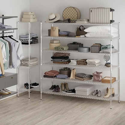 24" Deep x 72" Wide x 74" Height Wire Shelving Kit | 6-Tier | NSF Commercial Storage Rack Unit