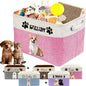 Personalized Dog Cat Toy Storage Basket with Pet's Name Custom Foldable Storage Box with Handles for Blankets Pet Stuff, Toys, Clothes