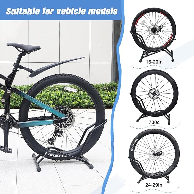 2 Packs Bike Floor Stand for Mountain MTB & Road Bicycles 23c-4.0 inch Wide Tire 20-29 inch Tire Indoor Outdoor Bike Rack Bicycle Floor Stand Black