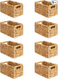 SpaceAid 8 Pack Wicker Basket, Storage Baskets for Organizing, Woven Rattan Basket with Handles for Shelves, Water Hyacinth Large Cube Organizer Storage Bin, 13x8.2x7 inch, Natural