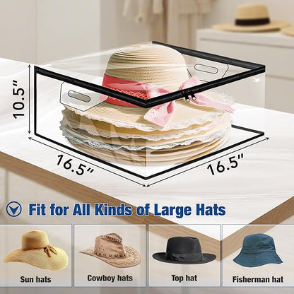 VacPack Clear Hat Storage Bag, Cowboy Women Hat Organizer with Handle, Large Capacity for Cloth, Books, Blanket, Travel， Dorm