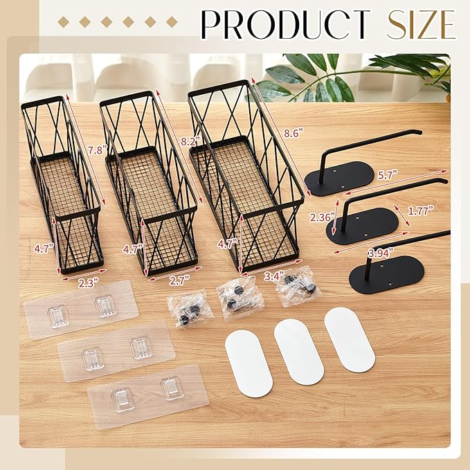 6 Pack Adhesive Cabinet Door Organizer, Lid Organizers Inside Cabinet Food Container/tumbler Lid Organizer and Storage Cup Lids Holder for Kitchen & Bathroom Wall Mounted(Black)