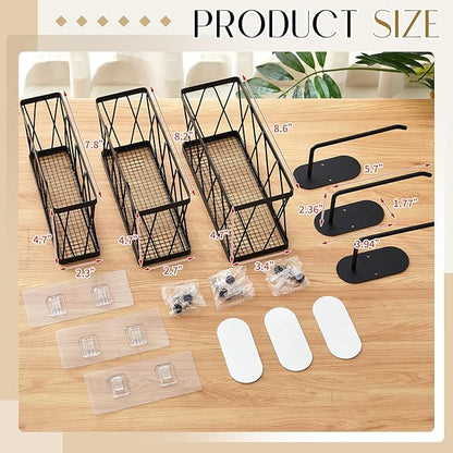 6 Pack Adhesive Cabinet Door Organizer, Lid Organizers Inside Cabinet Food Container/tumbler Lid Organizer and Storage Cup Lids Holder for Kitchen & Bathroom Wall Mounted(Black)