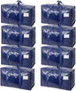 TICONN 8 Pack Extra Large Moving Bags Heavy Duty with Zippers & Carrying Handles, Durable Storage Bags Moving Boxes for Closet Organizers and Storage (8 Pack, Navy)