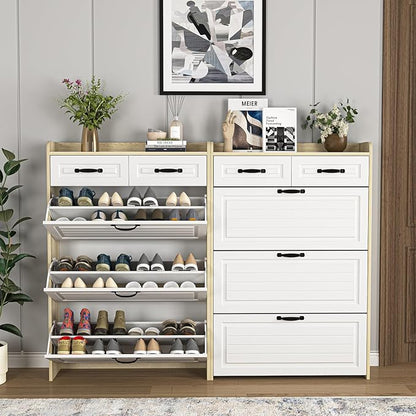 VERYKE Shoe Storage Cabinet for Entryway with 3 Flip Drawers and 2 Top Drawers,Large Shoe Rack Organizer Cabinet for Closet,Hallway