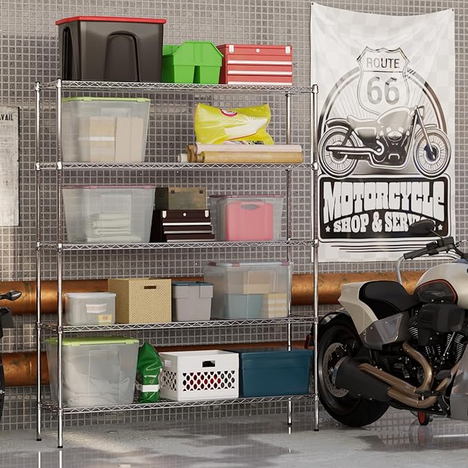 14" Deep x 60" Wide x 74" Height Wire Shelving Kit | 5-Tier | NSF Commercial Storage Rack Unit