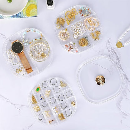LETURE 3-Layer Acrylic Jewelry Organizer Box for Stud Earrings, Rings, Necklaces, Bracelets, Claw Clip Organizer, Small Bead Storage Containers for Crafts (Clear)