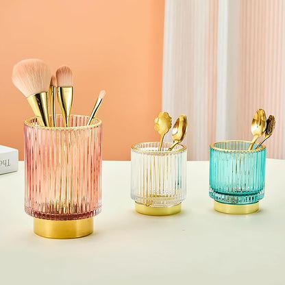 Makeup Brush Holder Organizer,Toothbrush Holders,Desk Pen Pencil Holder,Multifunctional Vintage Glass Brush Cup(A3-22-US)