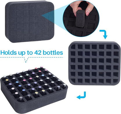 2 Pack Nail Polish Organizer Holder Foam Pad with Slots for Storage 84 Bottles (15ml/0.5fl.oz) Nail Polish or Essential Oil Tray for Drawers Black