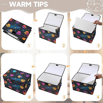Stackable Clothes Storage Bins with Lids,Closet Organizers Fabric Printing Box for Home and Office,Blanket Clothes Organizers,Under Bed Storage Containers 3 Pack.