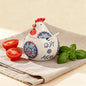 Ceramic Salt Cellar with Lid & Spoon - 13.5oz Chicken Decor Countertop Container,Salt Holder for Counter, Coffee, Sugar, Spices and Candies | Rustic Kitchen Accessory for Cooking & Dining Table Decor