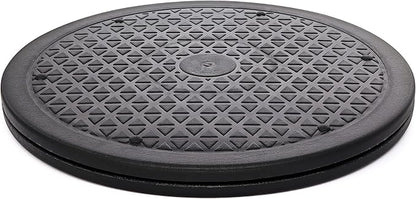 5 Pack 12 inch Lazy Susan Turntable Organizer, Non Skid Large Lazy Susan Turntable for Cabinet, Computer or Laptop, Plastic Turn Table, Black, by RamPro