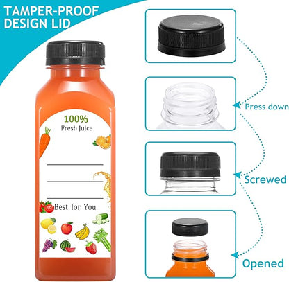 30Pcs 12 Oz Plastic Juice Bottles with Caps,Clear Reusable Water Bottle & Tamper Proof Lids,Juice Containers,Juicing Bottles for Fruit Juice,Smoothies,Coffee - Food Grade & Travel Bottle