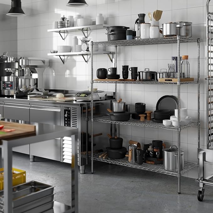 21" Deep x 48" Wide x 64" Height Wire Shelving Kit | 4-Tier | NSF Commercial Storage Rack Unit