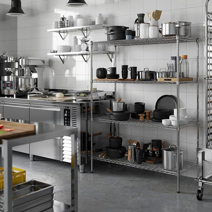 21" Deep x 48" Wide x 64" Height Wire Shelving Kit | 4-Tier | NSF Commercial Storage Rack Unit
