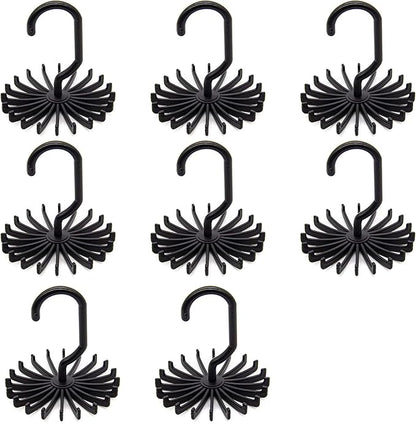 AUEAR, 8 Pack 360 Degree Rotating Scarf Hanger 20 Hooks Twirl Plastic Ties for Women Men Home Bedroom Supplies (Black)