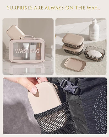 PEISAINOX Travel Soap Case, Leakproof Soap Container with Lid, Portable Bar Soap Holder for Traveling, Soap Dishe for Bathroom, Shower, Gym, School, Camping, Vacation, Outdoor,Travel Essentials