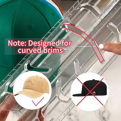 2 PCS Hat Organizer for Baseball Caps,Hat Stand, No Assembly, Clear Hat Holder for 14, Ideal for closet organization, Acrylic display rack suitable for bedroom, vanity, and wardrobe storage.
