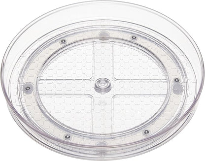 Amazon Basics Clear Rotating Lazy Susan Turntable Organizer for Condiments, 9-Inch, 2-Pack