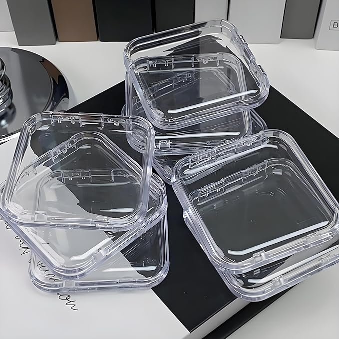 13 Pcs Clear Press On Nail Storage Box with Container, False Nail Case Organizer Press On Nail Packaging Box Nail Display Case with Double Sided Tape for Nail Art Home Salon Nail Business Supplies