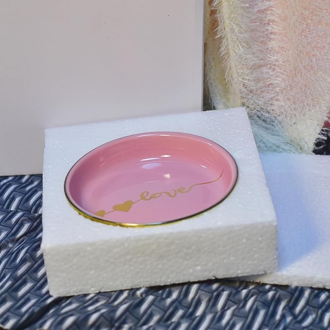 Ceramic Tray Love Dish Bowl Jewelry Holder Trinket Tray for Rings Earrings Necklace Organizer,Bridesmaid Christmas Birthday Gift for Women Girls
