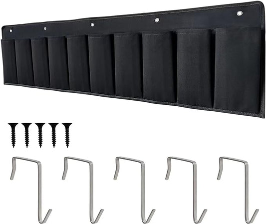RVZONE RV Shoe Pockets 10 Pockets Heavy Hanging Bedside Storage Organizer with Sturdy Hooks Storage Pockets Hangs on bed for Shoes Toys and Tool Accessories