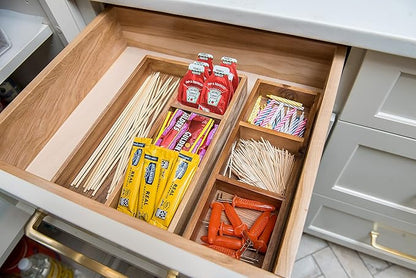 Lipper International Acacia Organizer Tray, 4-Compartments, 12" x 8" x 1 3/4"