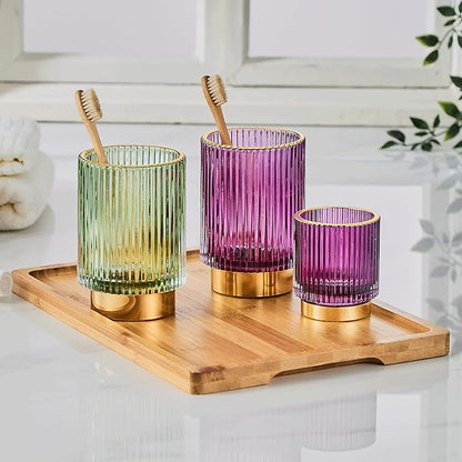 Makeup Brush Holder Organizer,Toothbrush Holders,Desk Pen Pencil Holder,Multifunctional Vintage Glass Brush Cup(A3-19-US)