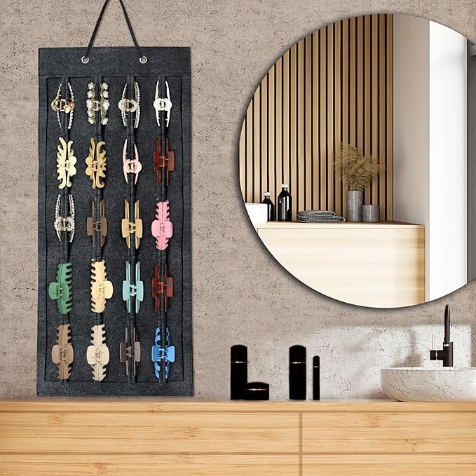 SMUK Large Hair Claw Clip Organizer Holder, Hanging Claw Clips Storage for Women Girls, Hair Clip Stand Holder for Wall, Door, Closet, Big Claw Clip Display for Teen Girls