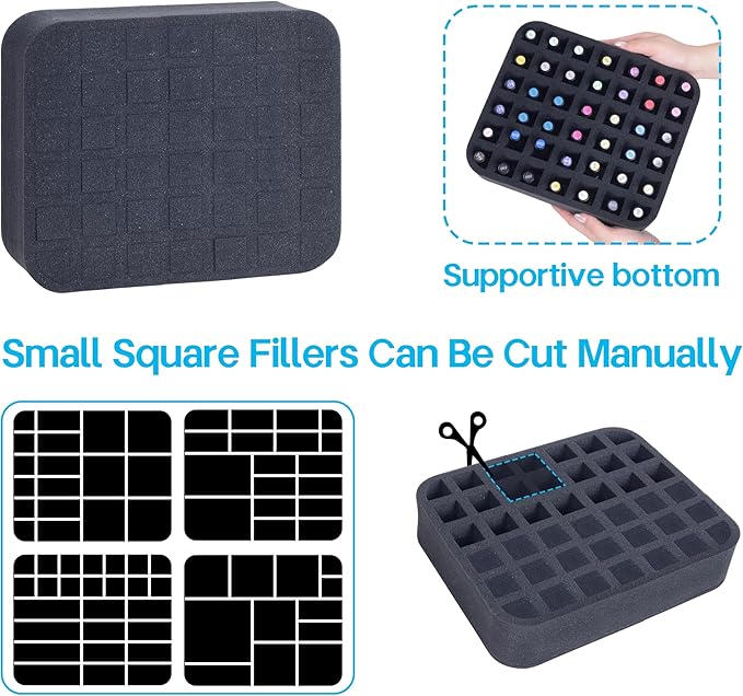 2 Pack Nail Polish Organizer Holder Foam Pad with Slots for Storage 84 Bottles (15ml/0.5fl.oz) Nail Polish or Essential Oil Tray for Drawers Black