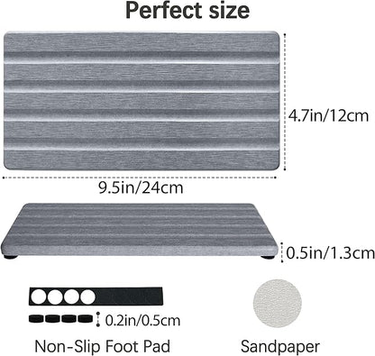 Diatomite Soap Dish, Water Absorbing Stone Tray, Kitchen Sink Organizer, Fast Drying Counter Holder (Grey, 9.5" x 4.7"/24 x 12cm)