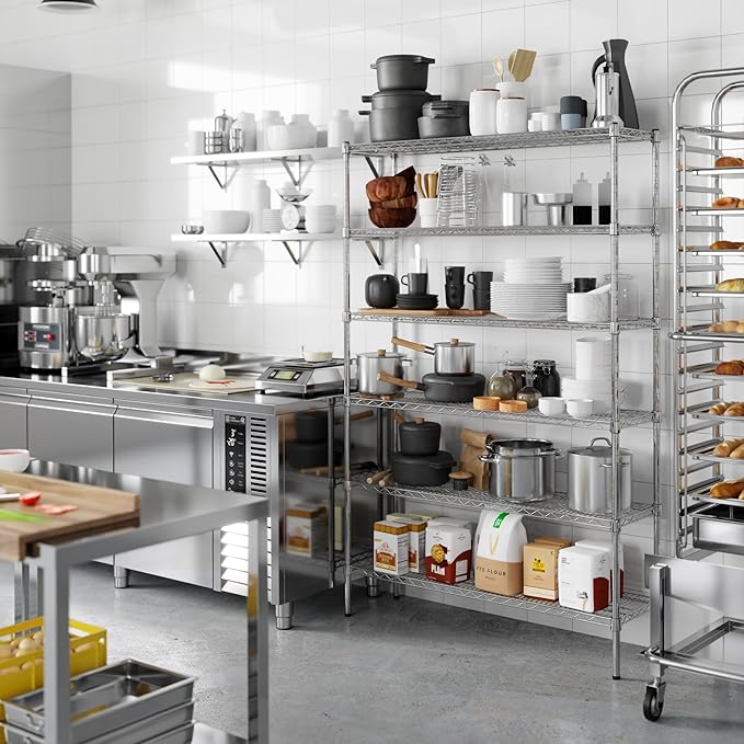 14" Deep x 48" Wide x 74" Height Wire Shelving Kit | 6-Tier | NSF Commercial Storage Rack Unit