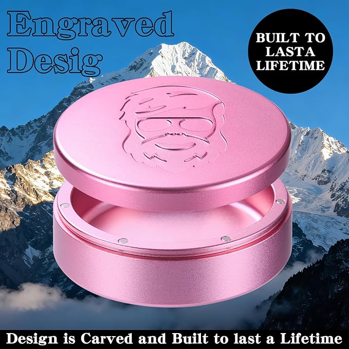 3.0inchBEIJIATE Magnetic Metal Can, Holder, Metal Container, Carved Tin with Magnetic Closure, Aluminum Container, Slim Pouch Can, zyn metal can,zyn container Storage Box Set (Pink)