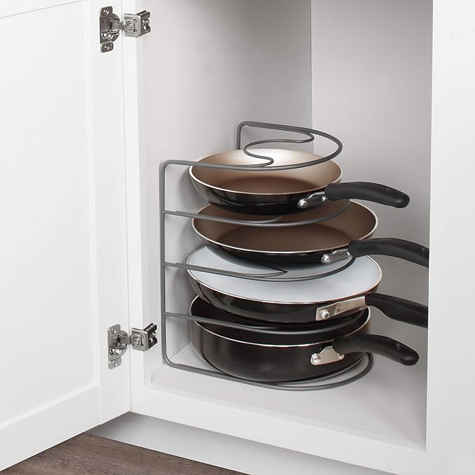 Spectrum Diversified Arc Lids for Pots & Pans, Storage & Organization, in-Cabinet Skillet & Bakeware Organizer, Sturdy Steel Kitchen Cupboard Organi, Medium, Industrial Gray (A50176)