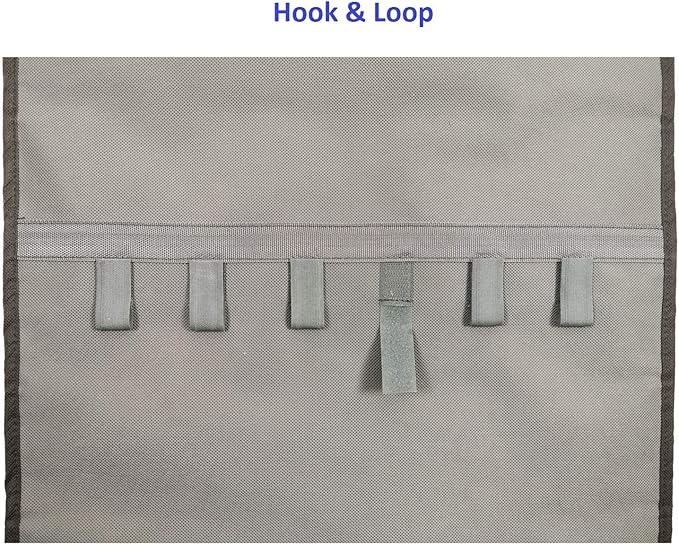 Zippered Jewelry Organizer Dual Sided Hanging with Hanger for Travel Home Closet Storage (28 Zippered Clear Pockets and 20 Tape Loops Grey)
