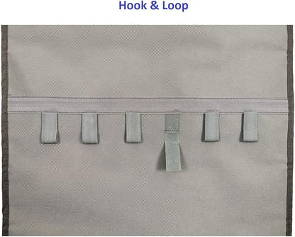Zippered Jewelry Organizer Dual Sided Hanging with Hanger for Travel Home Closet Storage (28 Zippered Clear Pockets and 20 Tape Loops Grey)