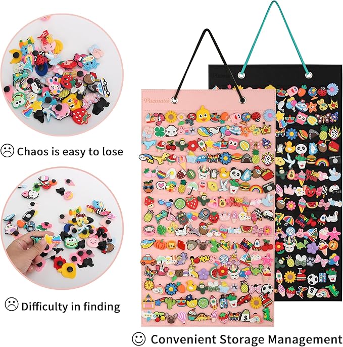 Pacmaxi Shoe Charms Organizer with 180 Holes, Portable Shoe Decoration Display Stand, Wall Mounted Holder for Charms