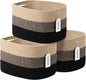ECDYQXVU Cotton Rope Storage Basket, 15x10x9 Inches, Woven Basket for Shelves, Clothes, Towels, Books, and Laundry, Gradient Black/Brown (3 Pack)