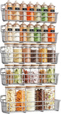 Mystozer 5 Pack Spice Rack Seasoning Organizer Wall Mount, Screw or Adhesive Hanging Shelf Basket Spice Organizer Pantry Organizers Shelf for Kitchen Spice Organization for Cabinet (Silver)