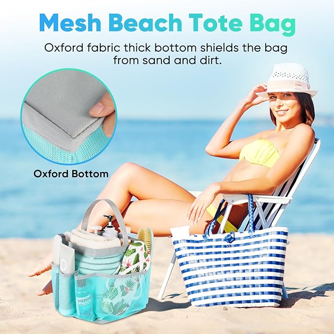 EUDELE Mesh Shower Caddy Portable, 8-Pocket Large Capacity, Quick Dry, Easy Clean, for Beach, Swimming, Gym, Travel