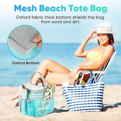 EUDELE Mesh Shower Caddy Portable, 8-Pocket Large Capacity, Quick Dry, Easy Clean, for Beach, Swimming, Gym, Travel