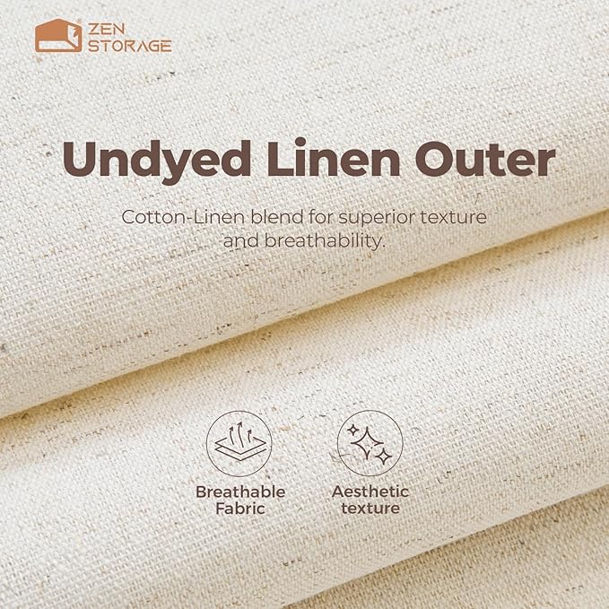 Cotton Linen Drawer Organizer for Baby Clothes, 12Pack Multi-Size Nursery Dresser Dividers for Clothes, Premium Foldable Storage Bins for Bedroom, Closet and Diaper Table, Beige