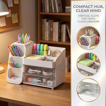 Makeup Organizer with Drawers, Large Cosmetic Display Cases for Skincare Organizers, Bathroom Organizers and Storage Countertop, Easy To Storage Skincare, Brushes, Lotions, Lipstick (White)