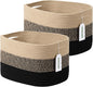 ECDYQXVU Cotton Rope Storage Basket, 15x10x9 Inches, Woven Basket for Shelves, Clothes, Towels, Books, and Laundry, Gradient Black/Brown (2 Pack)