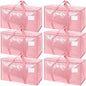 TICONN 6 Pack Extra Large Moving Bags Heavy Duty with Zippers & Carrying Handles, Durable Storage Bags Moving Boxes for Closet Organizers and Storage (6 Pack, Coral)