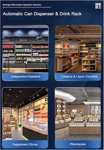 Automatic Can Dispenser and Drink Rack Plastic Water Bottle Rack Bins Adjustable Gliding Soda and Beer Organizer Space Saving(6 x 55.3 cm/2.4 x 21.8 inches)
