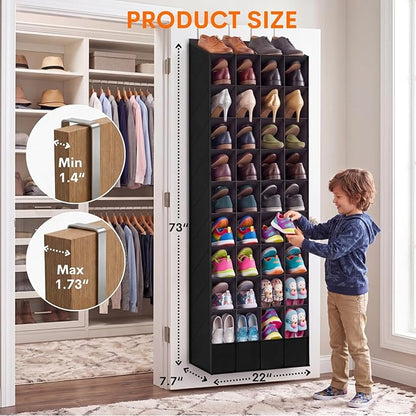 30-40 Pairs Over the Door Shoe Organizer, Large & Deep Pockets Hanging Shoe Rack, Space-Saving Closet Door Organizer Fits Boots,Sneakers or Larger Shoes,Shoe Storage for Bedroom,Small Closet,Entryway