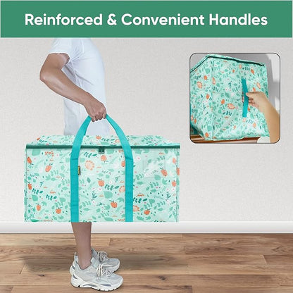 BALEINE 2-Pack Oversized Moving Bags with Reinforced Handles, Heavy-Duty Storage Tote for Clothes, Moving Supplies (Spring Stroll, 2-Pack)